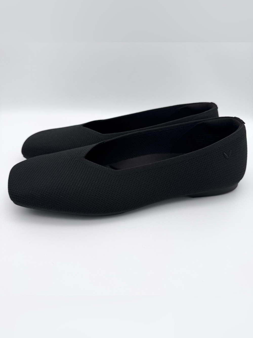 VIVAIA Margot 3.0 Square Toe V-Cut Black Washable Knit Flats Women EU 41 US 9.5
